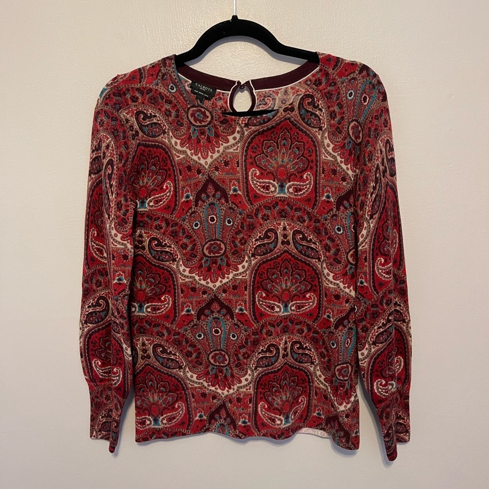 Talbots 100% Merino Wool Long Sleeve Blouse